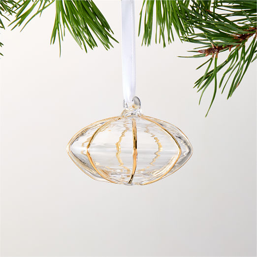 Salaria Oval 24K Gold Glass Christmas Tree Ornament 3.5"
