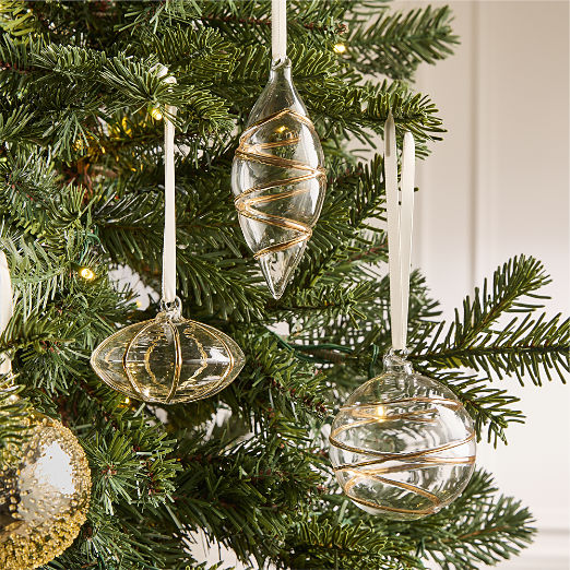 Salaria Round 24K Gold Glass Christmas Tree Ornament 3"