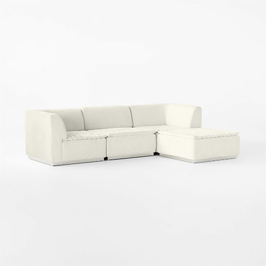 Salon 4-Piece L-Shaped Ivory White Chenille Sectional Sofa