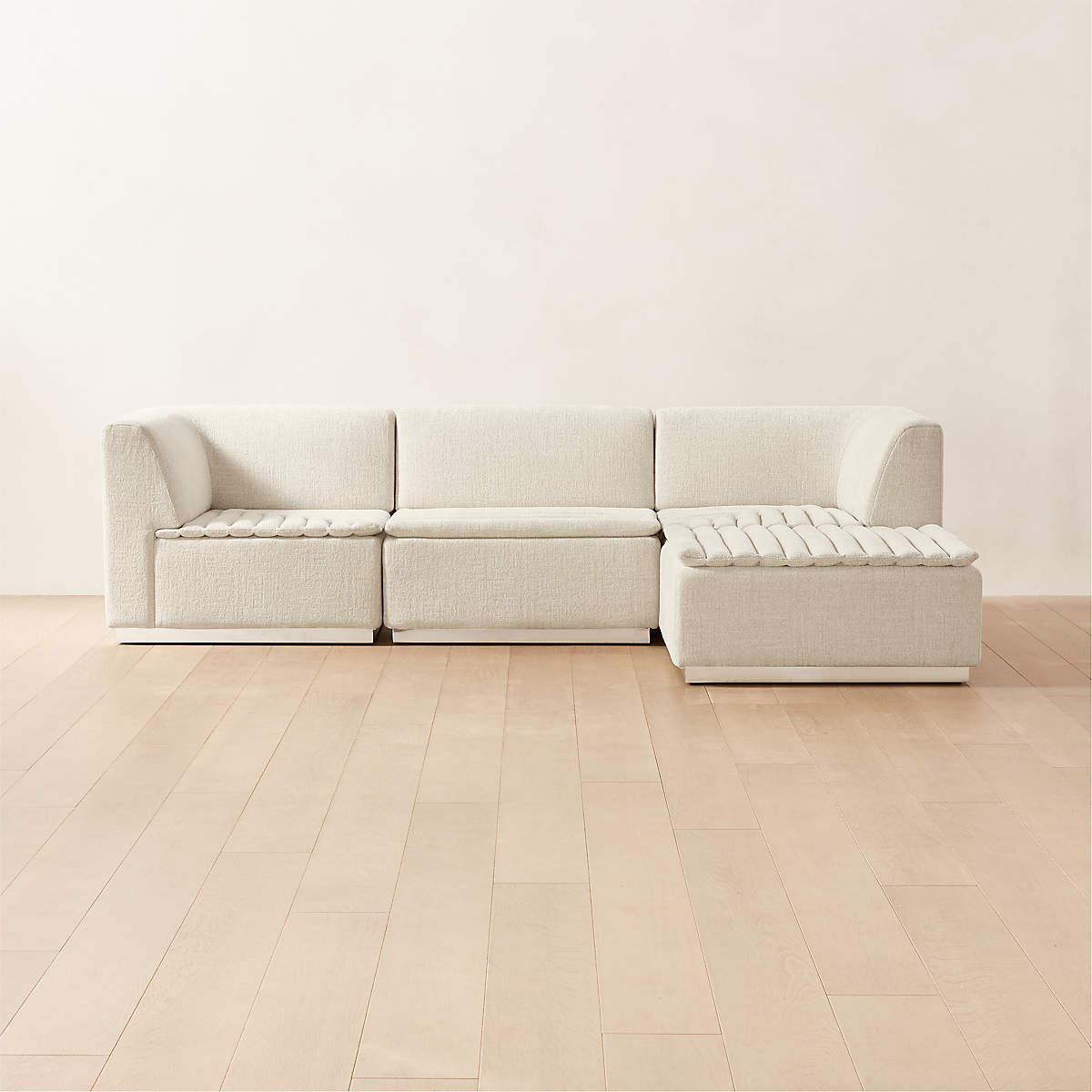 Salon Modern 4Piece LShaped Ivory White Chenille Sectional Sofa + Reviews CB2 Canada