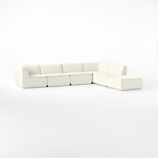 Salon 6-Piece L-Shaped Ivory White Chenille Sectional Sofa