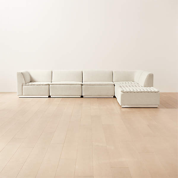 Salon Ivory Chenille 6 Piece Sectional