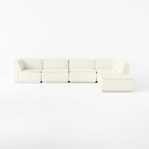 Salon 6-Piece L-Shaped Ivory White Chenille Sectional Sofa