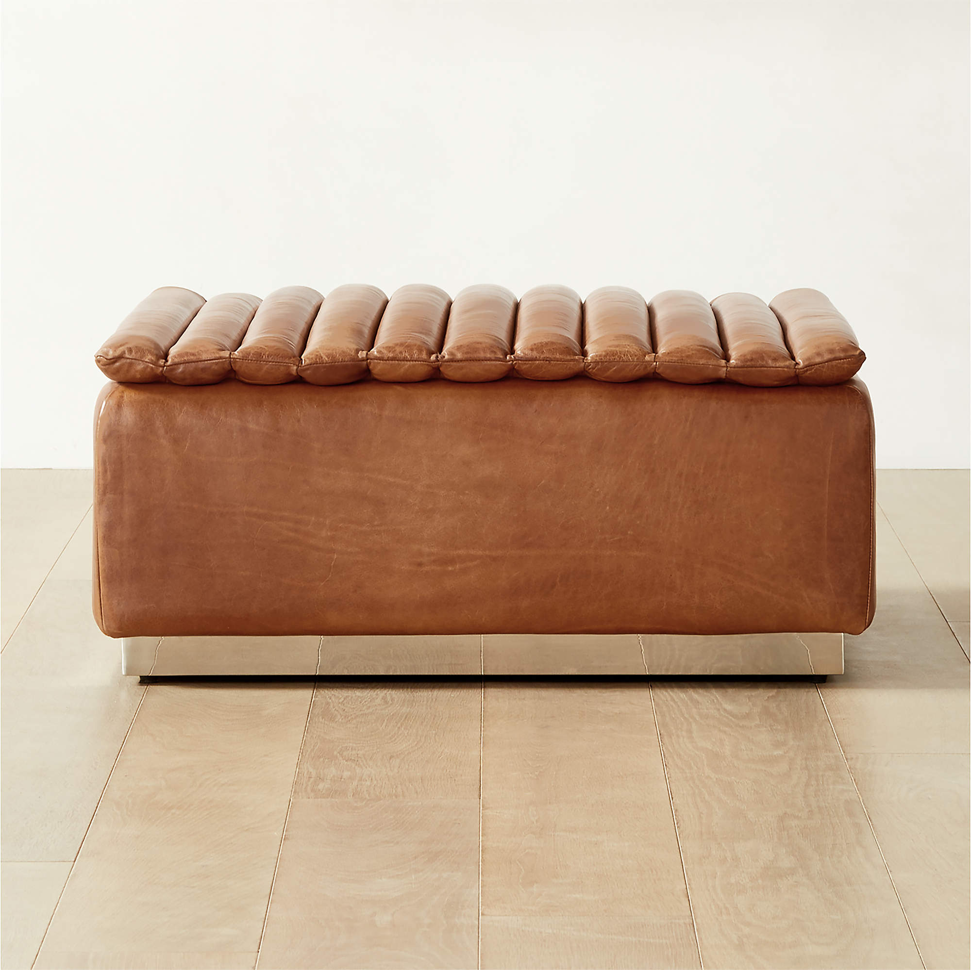 Salon Modern Brown Leather Ottoman CB2 Canada   Salon Brown Leather Ottoman 