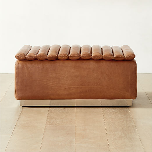 Modern Brown Leather Ottomans CB2 Canada   Salon Brown Leather Ottoman 