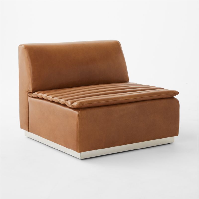 Salon Saddle Leather Armless Chair - image 4 of 12