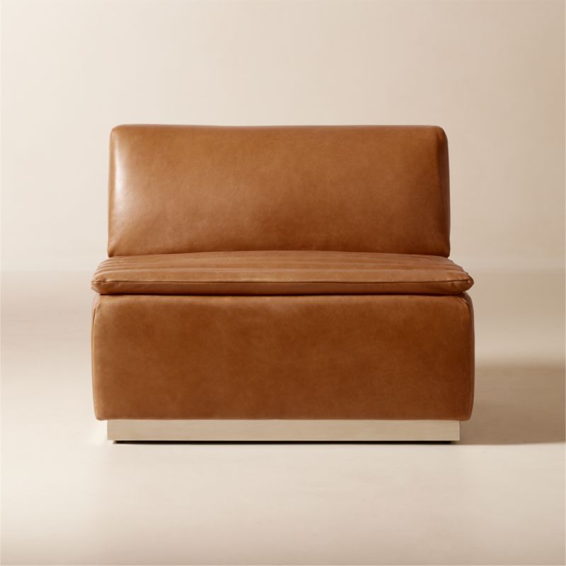 Salon Saddle Leather Armless Chair - image 0 of 12