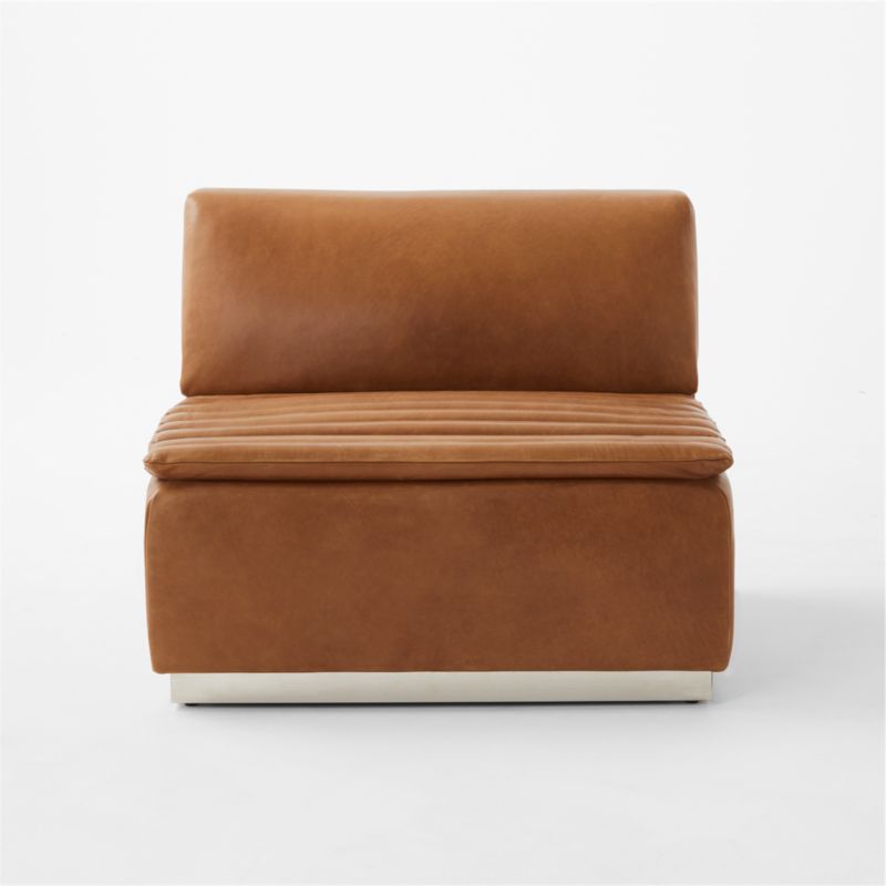 Salon Saddle Leather Armless Chair - image 3 of 12