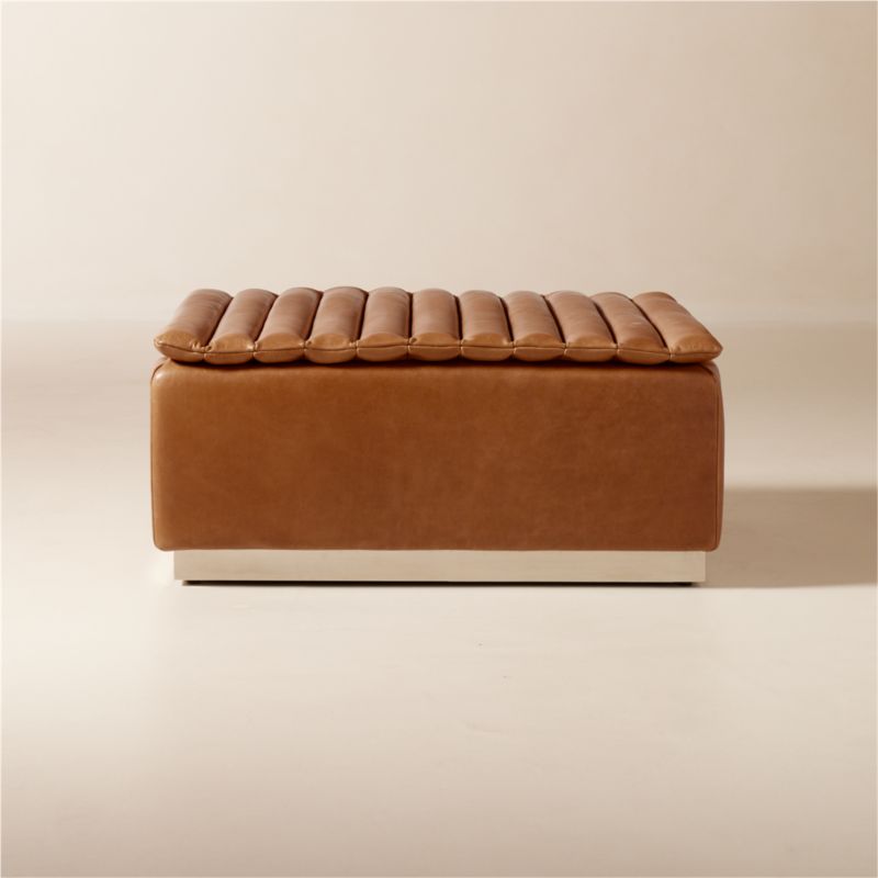 Salon Saddle Leather Ottoman - image 0 of 11