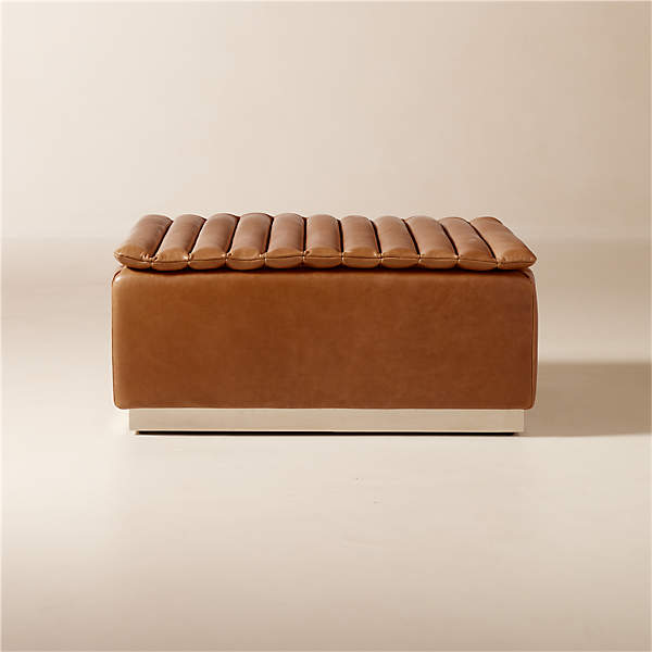 Cb2 leather deals ottoman