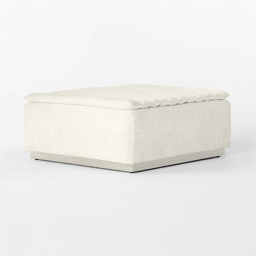 Salon Ivory Chenille Ottoman