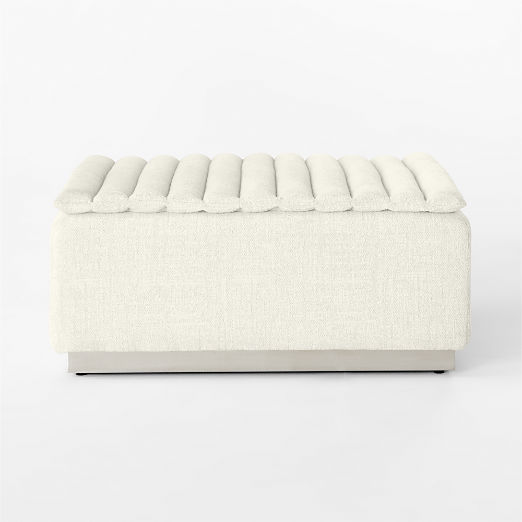 Salon Ivory Chenille Ottoman