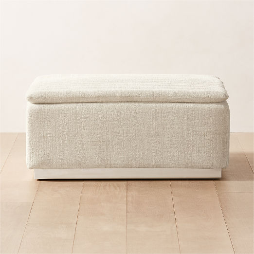 Salon Ivory Chenille Ottoman