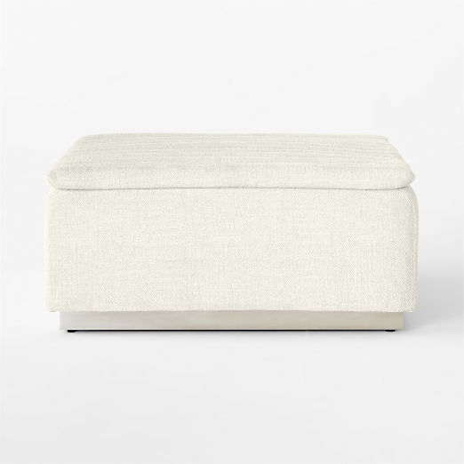 Salon Ivory Chenille Ottoman