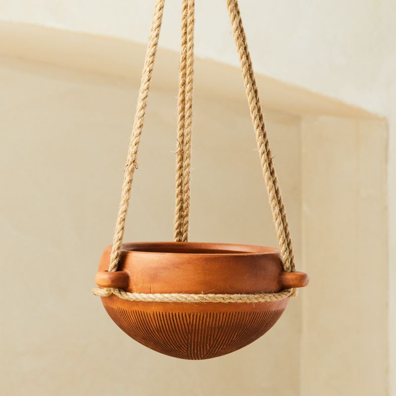 View Salvador Terracotta Indoor/Outdoor Hanging Planter Small details