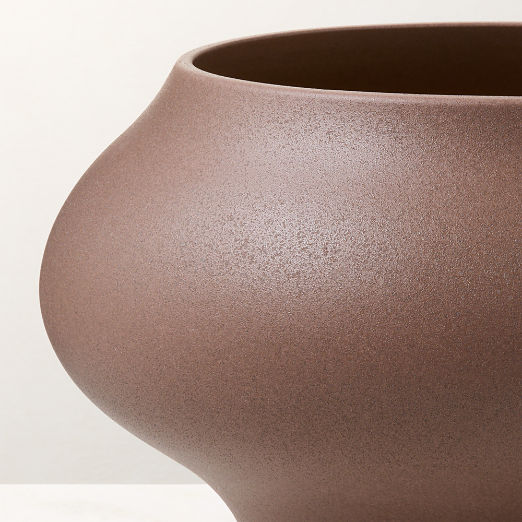 Samia Brown Ceramic Textured Glazed Indoor/Outdoor Small Planter Bowl 7.75"