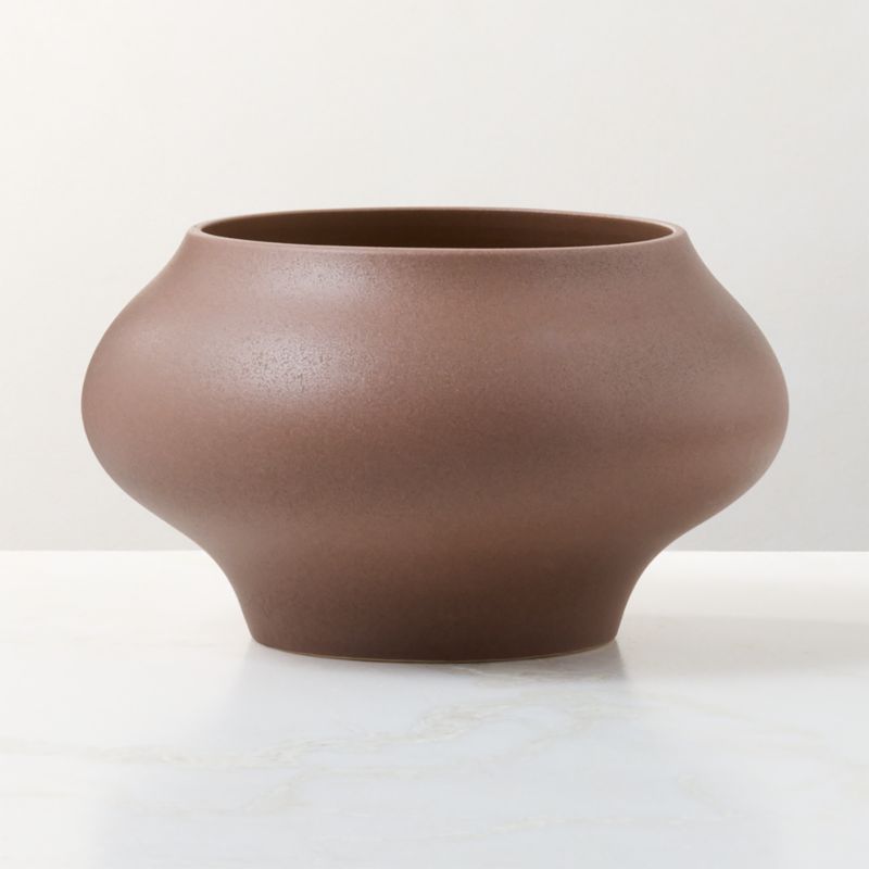 Samia Brown Ceramic Textured Glazed Indoor/Outdoor Small Planter Bowl 7.75" - image 2 of 3