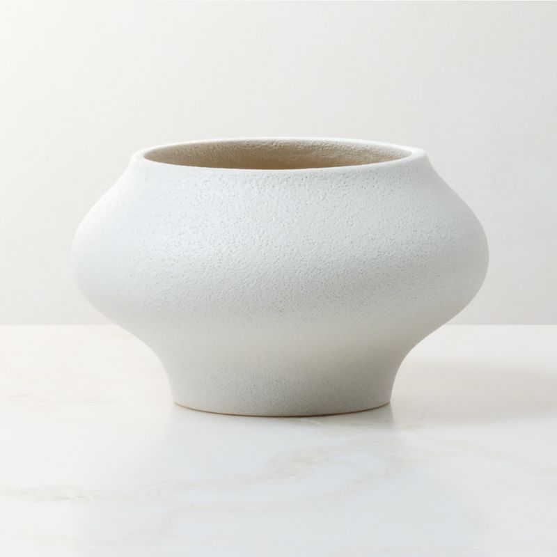 Samia White Ceramic Textured Glazed Indoor/Outdoor Small Planter Bowl 6.25" - image 2 of 3