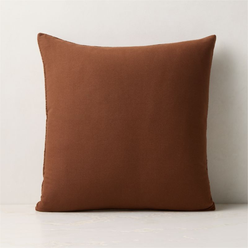Samir Light Brown Embroidered Organic Cotton Throw Pillow Cover 18"x18" - image 2 of 5