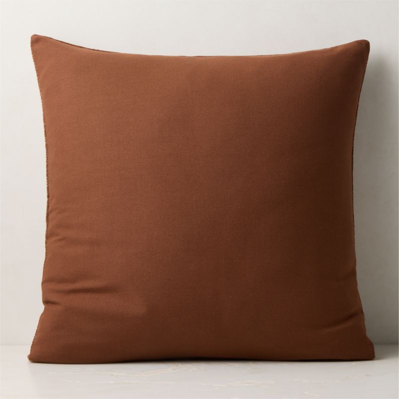 Samir Light Brown Embroidered Organic Cotton Throw Pillow Cover 23"x23" - image 2 of 5