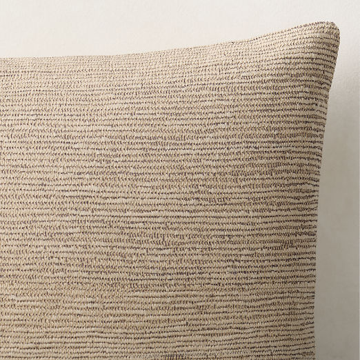 Samir Light Taupe Embroidered Organic Cotton Throw Pillow with Feather-Down Insert 23"x23"