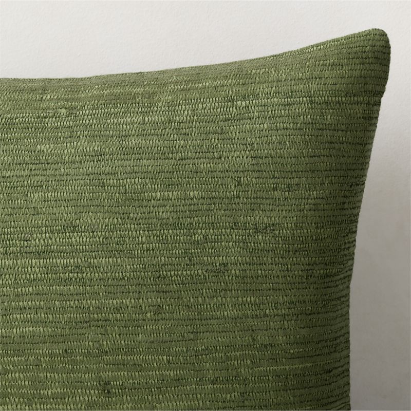 Samir Olive Green Embroidered Organic Cotton Throw Pillow with Feather-Down Insert 23"x23" - image 1 of 5