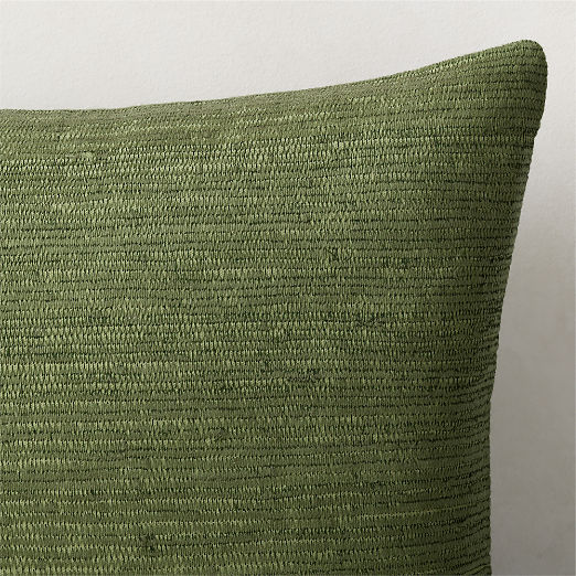 Samir Olive Green Embroidered Organic Cotton Throw Pillow 18"x18"