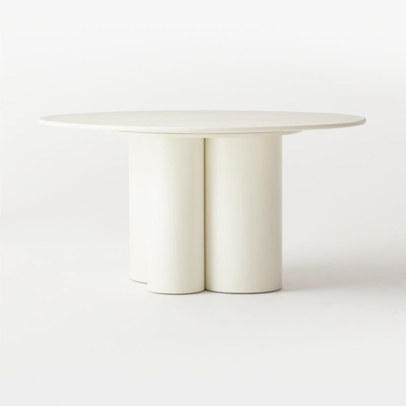 Sannois Round Lacquered Linen White Dining Table - image 6 of 9