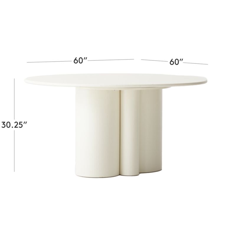 View Sannois Round Lacquered Linen White Dining Table - image 3 of 9