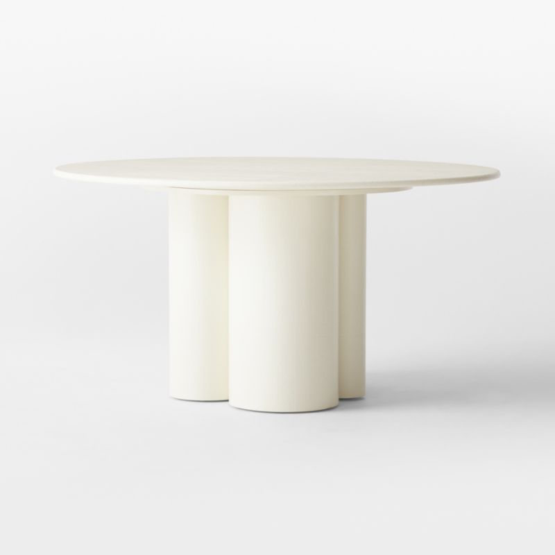 Sannois Round Lacquered Linen White Dining Table - image 5 of 9