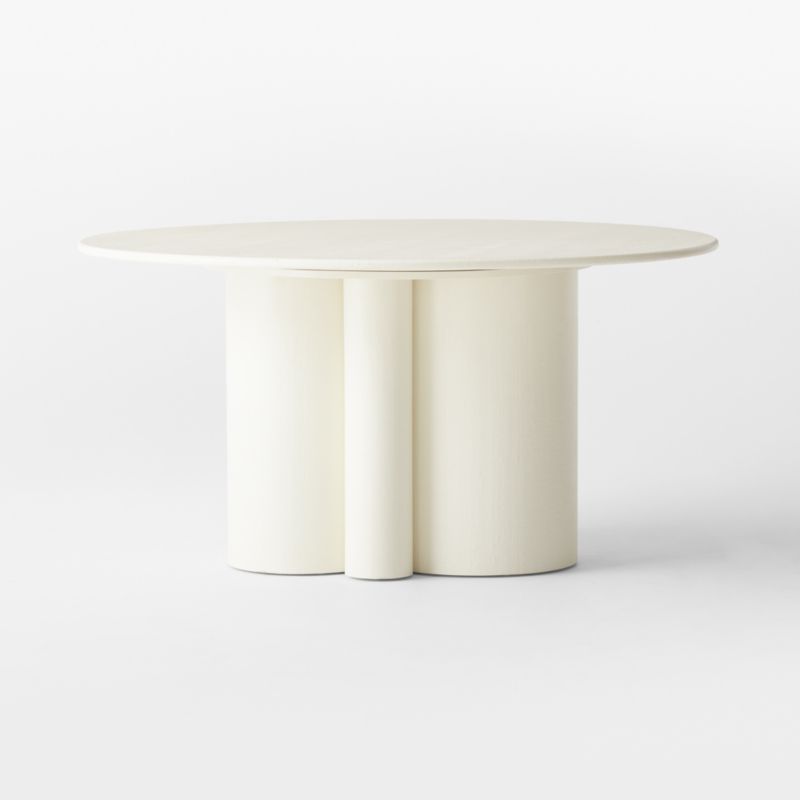 Sannois Round Lacquered Linen White Dining Table - image 3 of 9