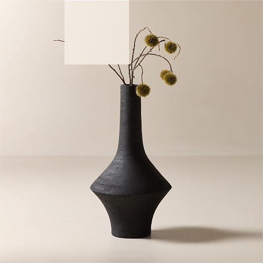 Santo Black Terracotta Floor Vase