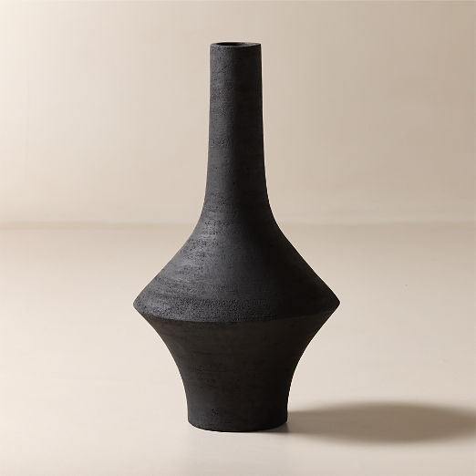 Santo Black Terracotta Floor Vase