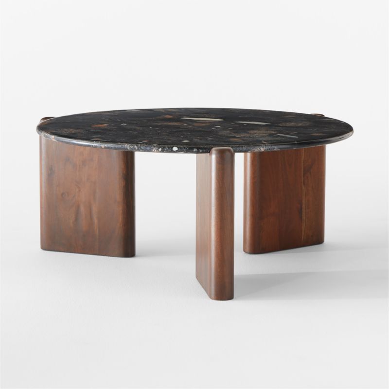 Santoro Round Black Marble Coffee Table - image 4 of 7