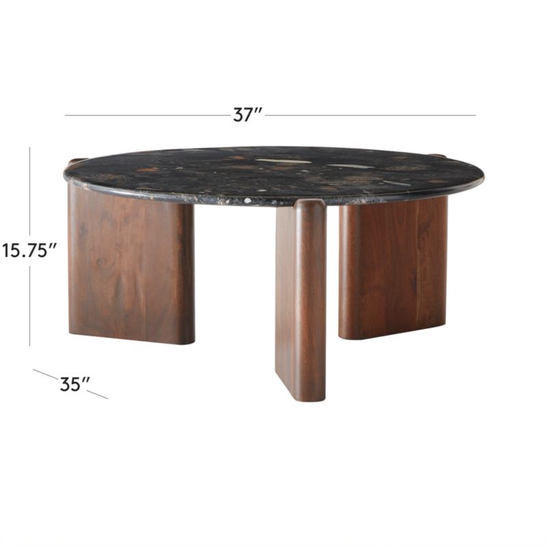 View Santoro Round Black Marble Coffee Table - image 3 of 7