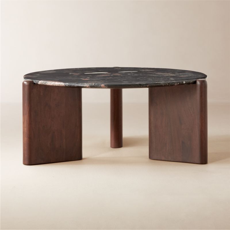 Santoro Round Black Marble Coffee Table - image 0 of 7