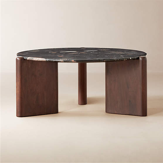 Santoro Round Black Marble Coffee Table