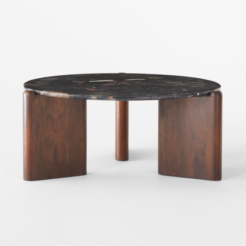 Santoro Round Black Marble Coffee Table - image 3 of 7