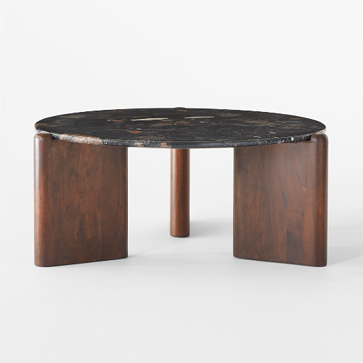 Santoro Round Black Marble Coffee Table