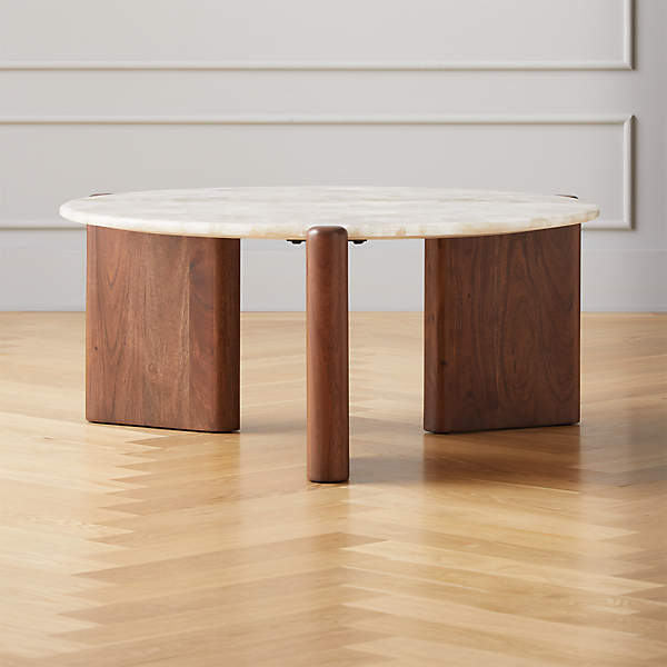 Santoro White Quartz Coffee Table, Cb2 Coffee Table Round Wood