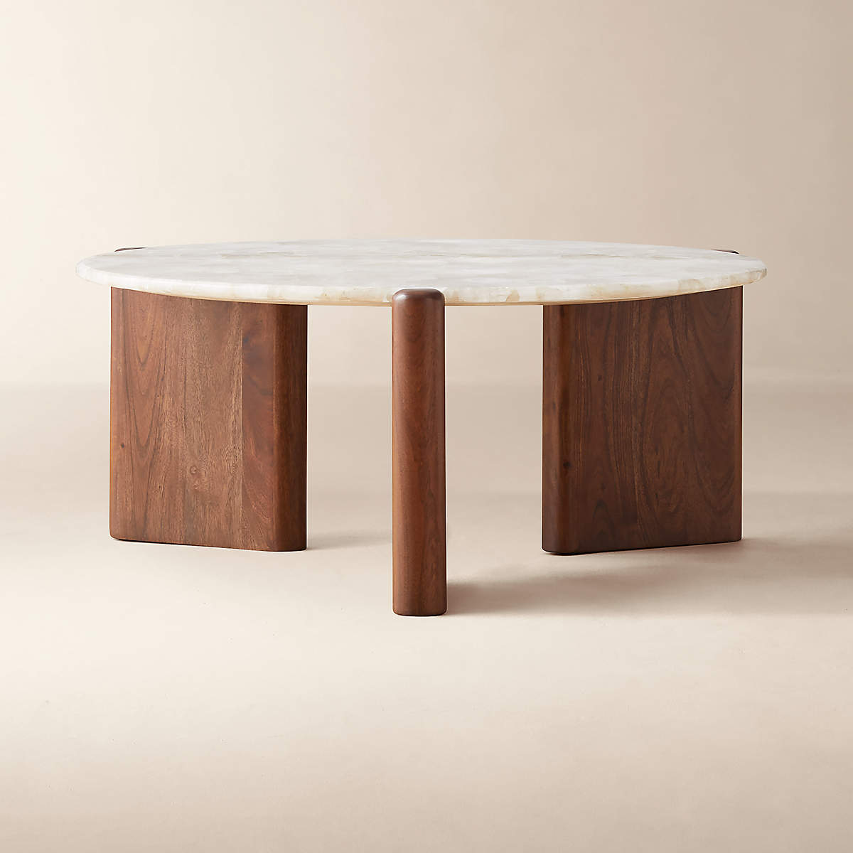 Santoro Round White Quartz Coffee Table + Reviews | CB2