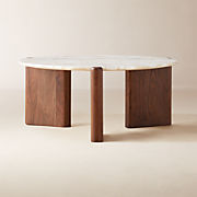 Leandre Black Lacquer and Marble Round Coffee Table by goop