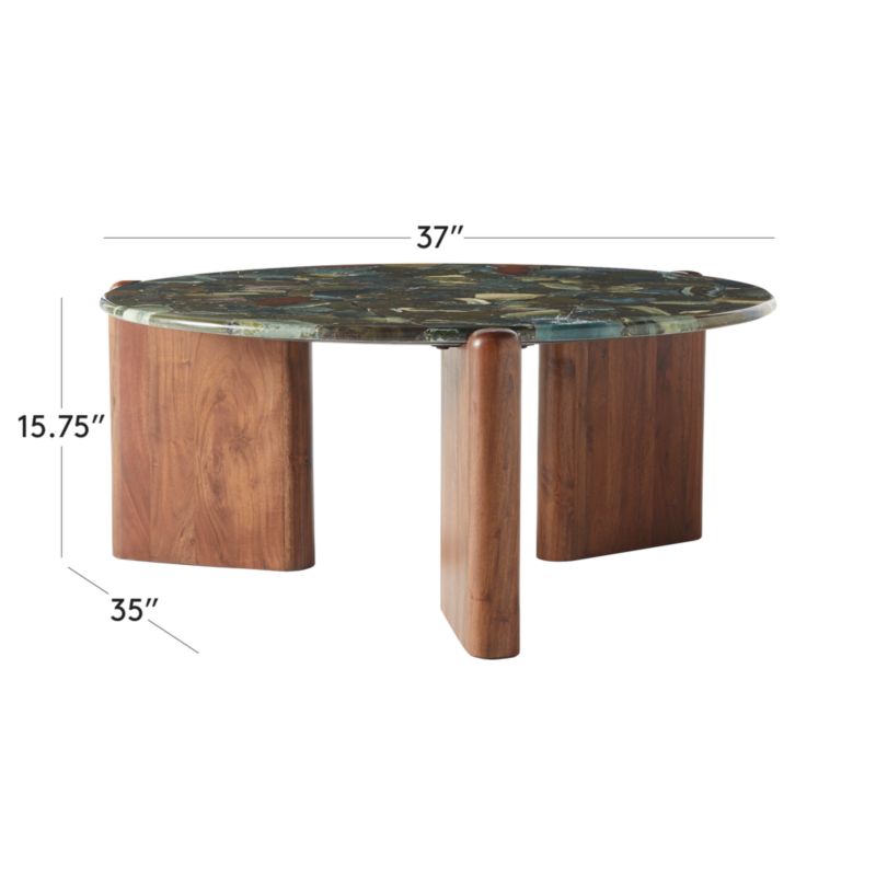 View Santoro Round Green Agate Coffee Table - image 3 of 14