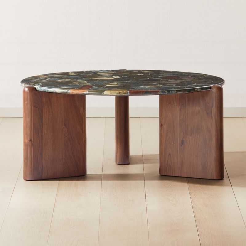 Santoro Round Green Agate Coffee Table - image 0 of 14