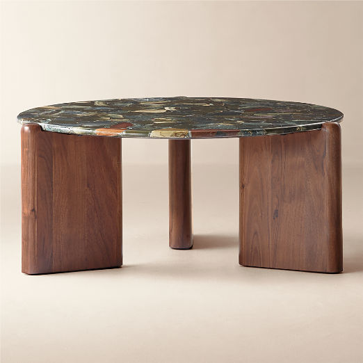 Santoro 37" Round Green Agate Coffee Table