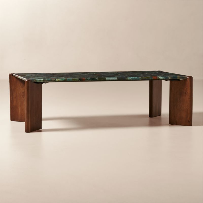 Santoro 53" Rectangular Green Agate Coffee Table - image 2 of 9
