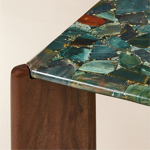 Santoro 53" Rectangular Green Agate Coffee Table