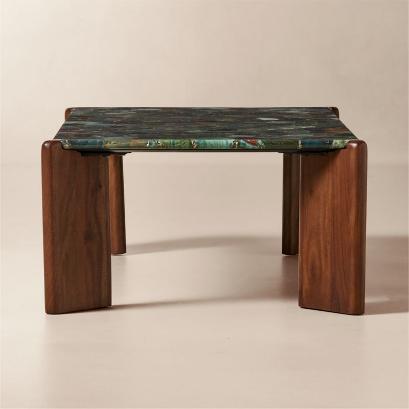 Santoro 53" Rectangular Green Agate Coffee Table - image 3 of 9
