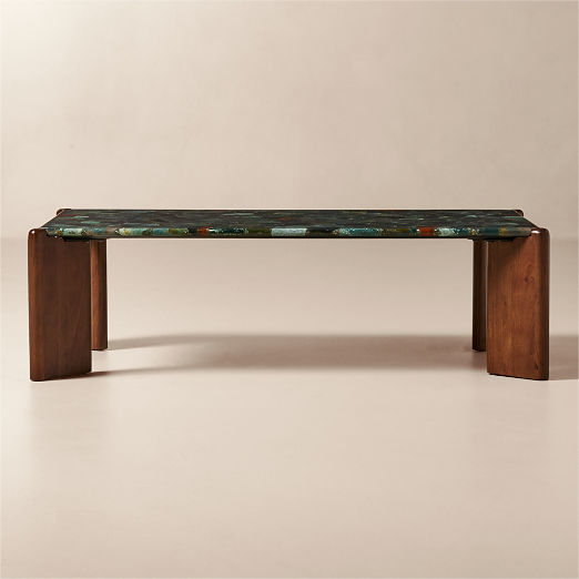Santoro 53" Rectangular Green Agate Coffee Table