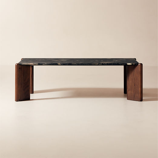 Santoro 53" Rectangular Black Marble Coffee Table